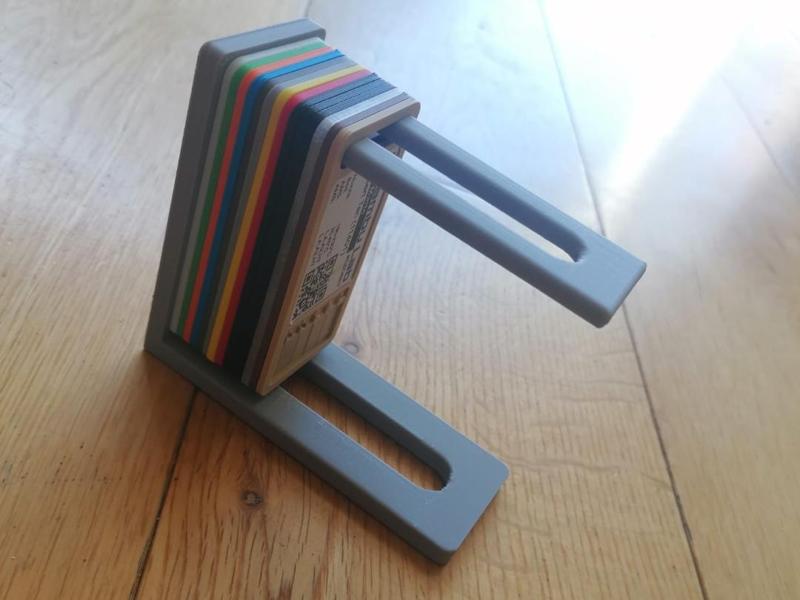 Filment card swatches rack.