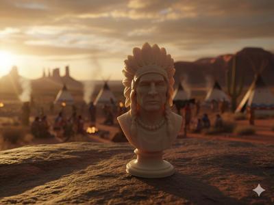 Native Chief Bust – Realistic Sculpture