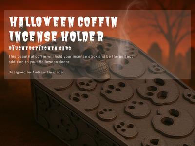Coffin Incense Holder with Skull – Spooky Decor