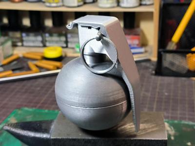 M67 Hand Grenade Hardware-Free Fully 3D Printed Operable Model