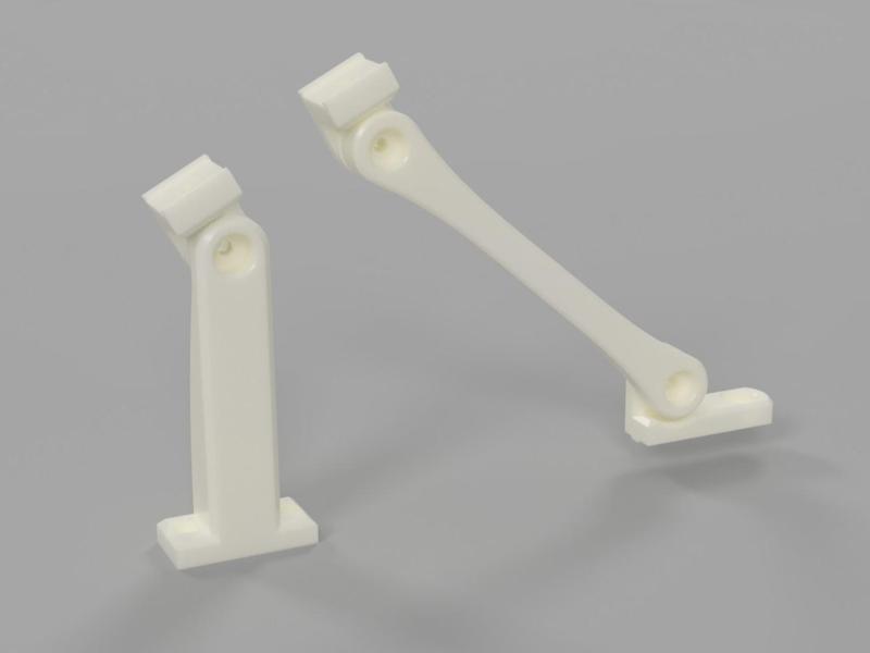 Articulated arm system for linear actuators on aluminum profiles