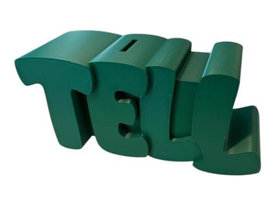 Named Piggy Bank 'Tell' with Lid and Key