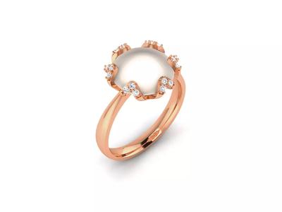 Women Pearl Ring 3dm render details