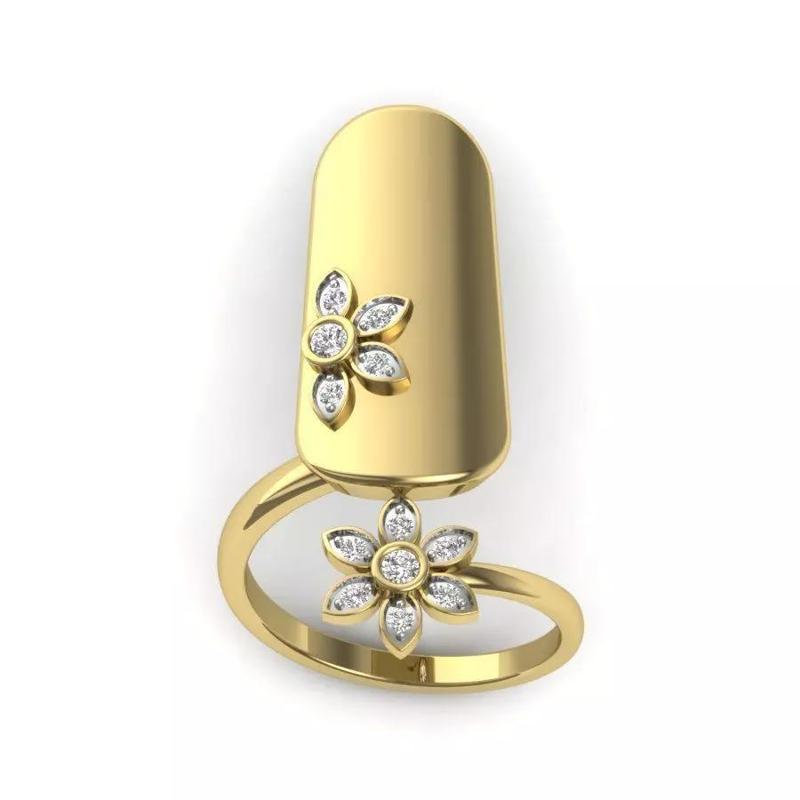 Women nail flower  ring 3dm Render details
