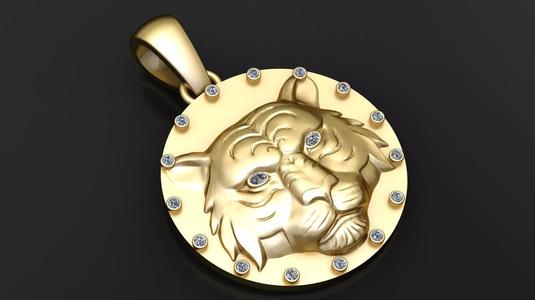 TIGER FACE COIN PENDANT 3D PRINTABLE MODEL