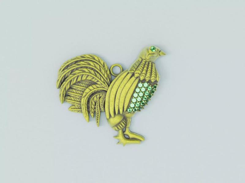Dije Gallo Diamantes -  Rooster Pendant  Diamonds