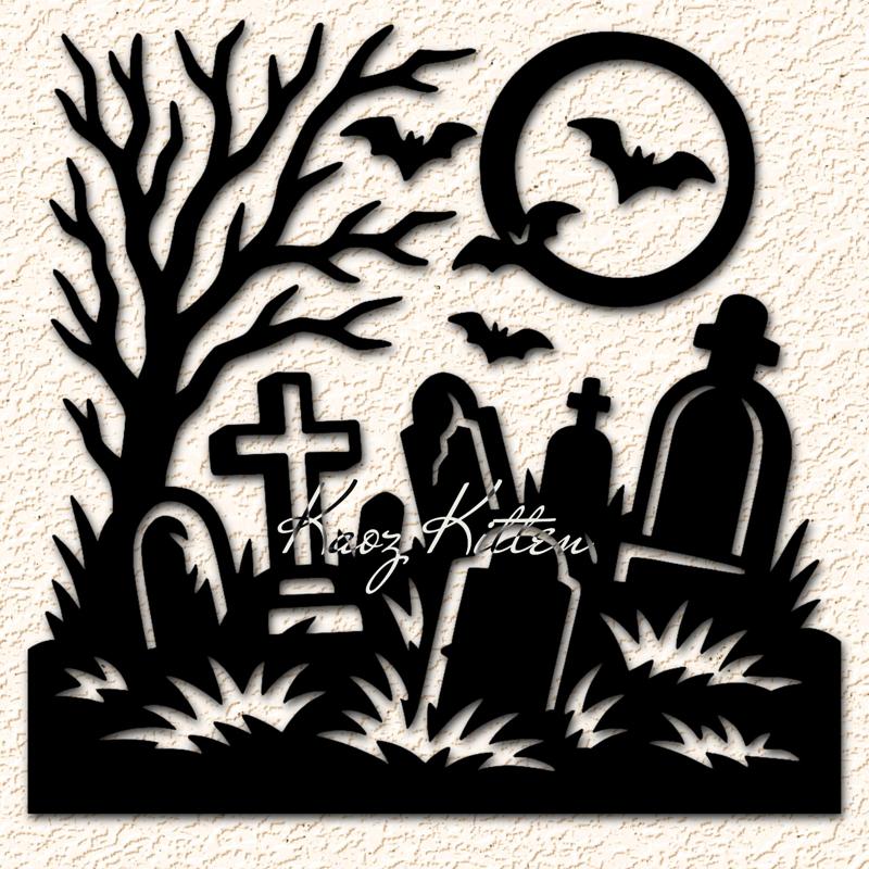 Haunted Cemetery Halloween Wall Art Home Decor