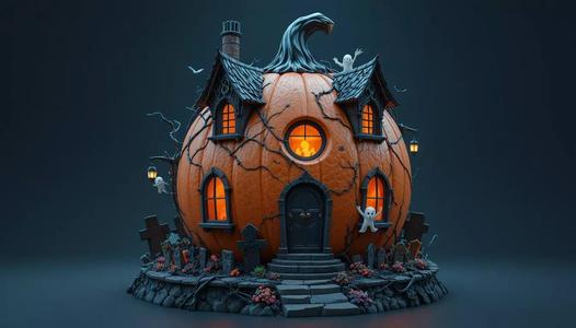 Haunted Pumpkin House 3D Print Model Halloween Ghost Home