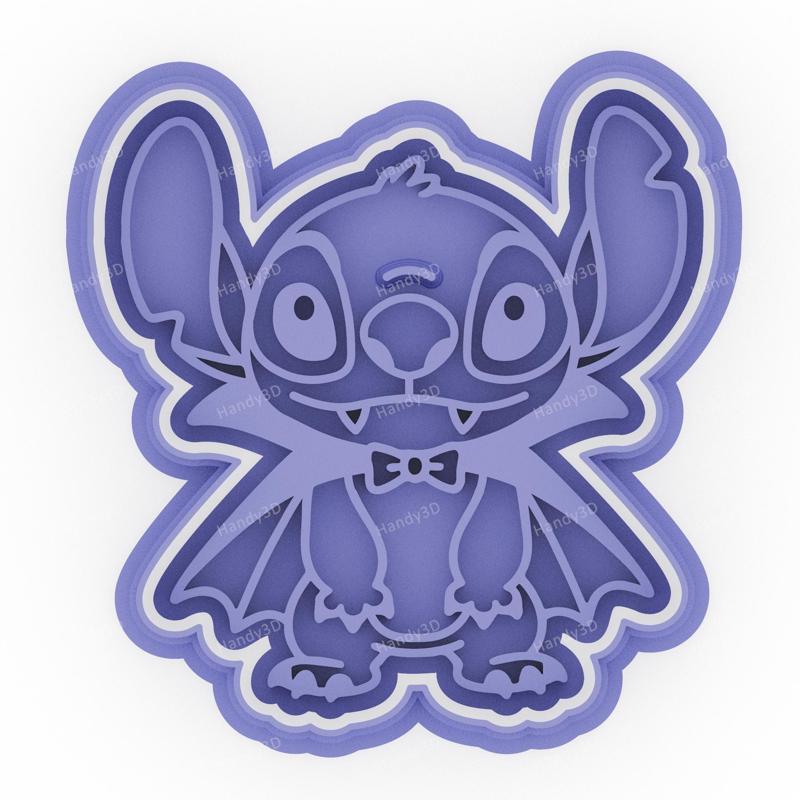 Vampire Stitch Cookie Cutter & Stamp - Standing with Cape & Bow (8 cm)