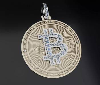 Bitcoin pendant with diamonds