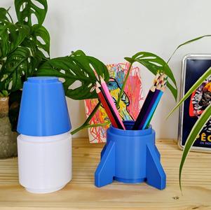 Screw-in fuse for modular pencil pot/kit -- print-in-place without stand