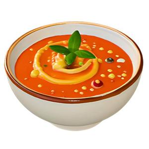 Gourmet Tomato Soup with Swirl and Garnish