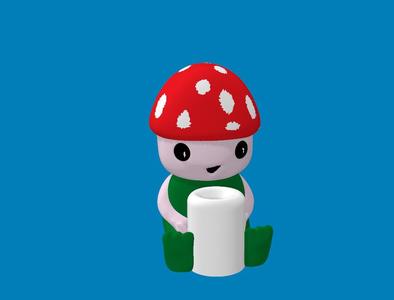 Apple pencil holder pen pot Mushroom people  ( Mushelle )