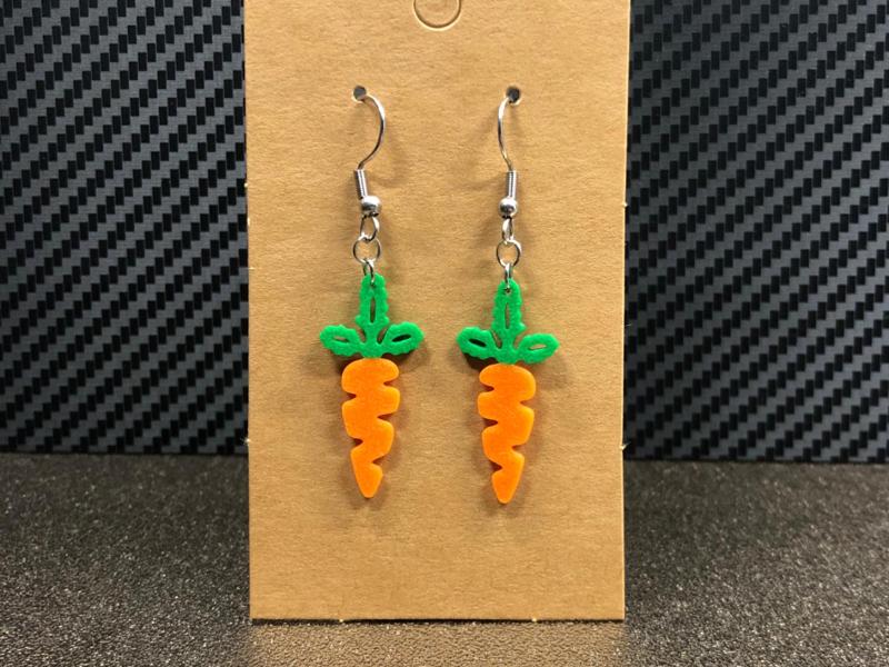 Cute carrot earrings, 0.4mm nozzle, AMS