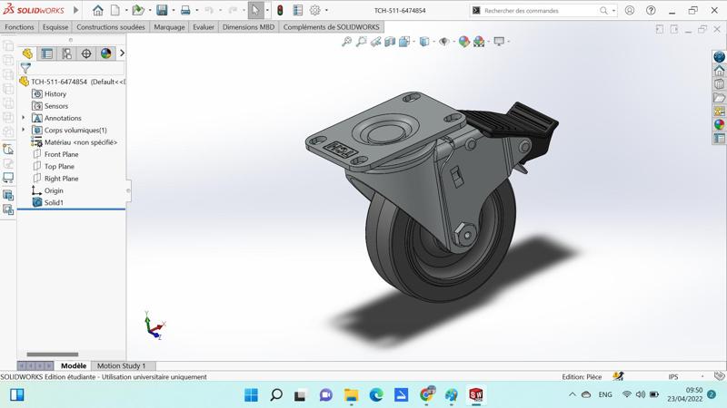 4" Performa Gray Swivel Caster with Brake