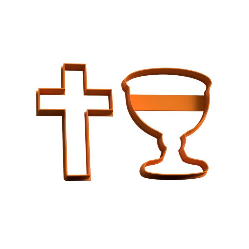 chalice and communion cross cookie cutter cutting - cortante de galleta de cruz y caliz