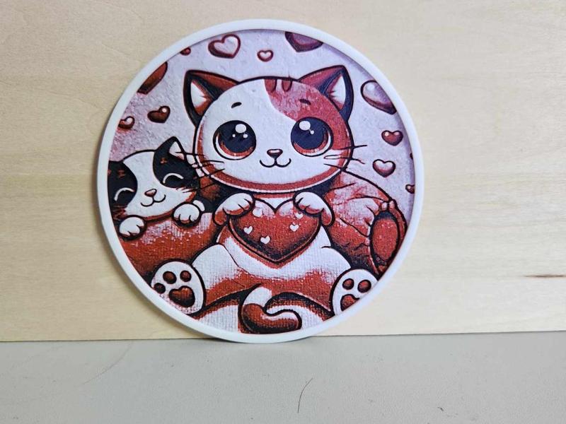Hueforge - Coaster - Cat Valentine Heart