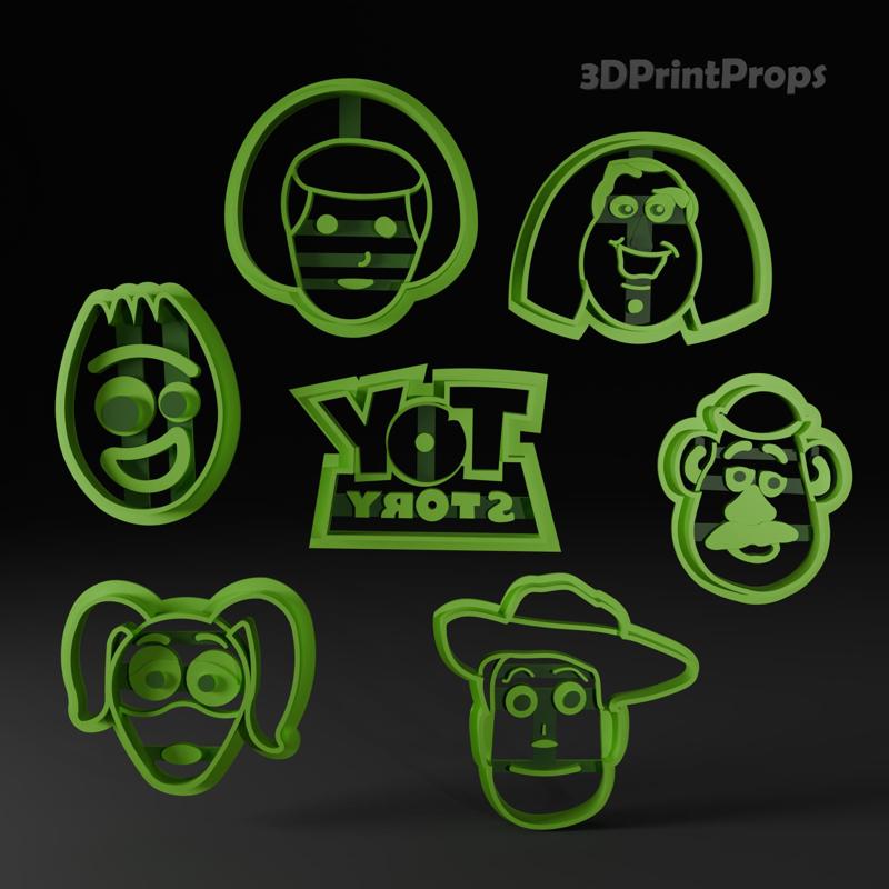 Toy Story Cookie Cutter set: Woody, Buzzlight Year, Slinky, Mr Potato Head, Bo Peep, Forky, Logo