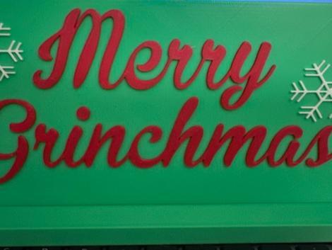 Merry Grinchmas sign with stand