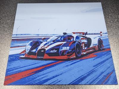 Bugatti LeMans Race Car HueForge with frame