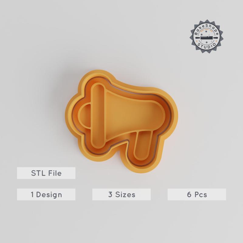 Bullhorn Cookie Cutter & Stamp Set, 6 Piece, Perfect for Cookies & Fondant, Includes S/M/L Sizes PRODUCT_4817