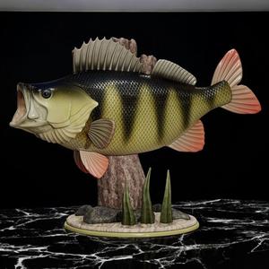 european perch / Perca fluviatilis in motion 2 sculpture underwater detailed texture for 3d printing