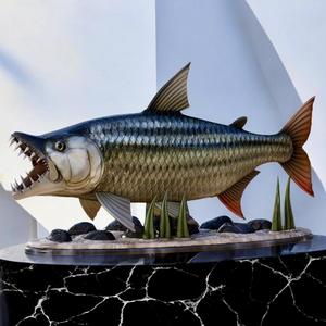 fish tigerfish / Hydrocynus goliath natural base detailed texture for 3d printing