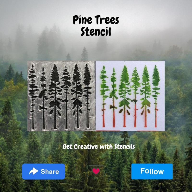 Pine Trees Stencil - red pines