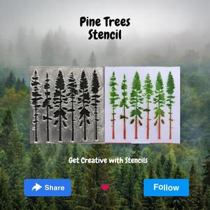 Pine Trees Stencil - red pines