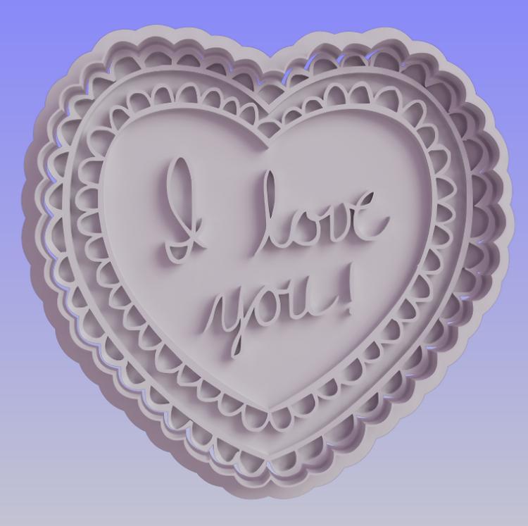 Valentine's Day Heart "I Love You" Cookie Cutter and Stamp - Sweet Sentiments in Every Bite!