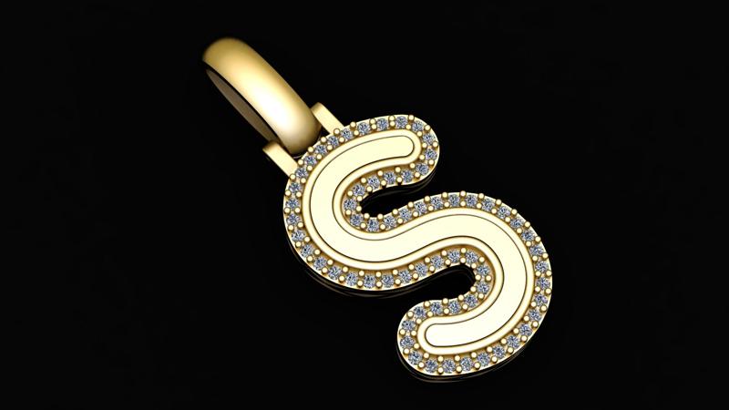 Stylish alphabet S Pendant 3d printable Model