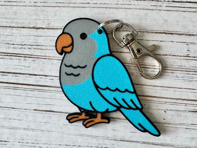 Blue Quaker Parrot Keychain