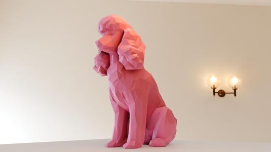 poodle sitting low poly stl