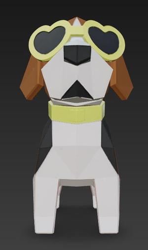 Lowpoly Figure Beagle Puppy with sunglasses - Beagle Puppy Papercraft