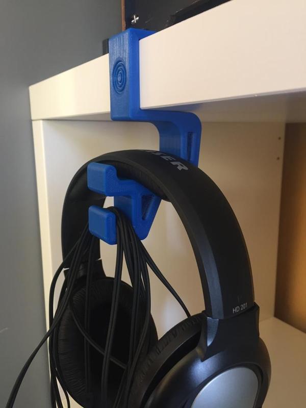 Headphone Holder (for IKEA Kallax, Expedit, Linnmon or PÅHL or other 37, 34.5, 50, 20, 19.95  or 11 mm desk)