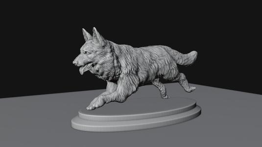 german shepherd running mouth open stl