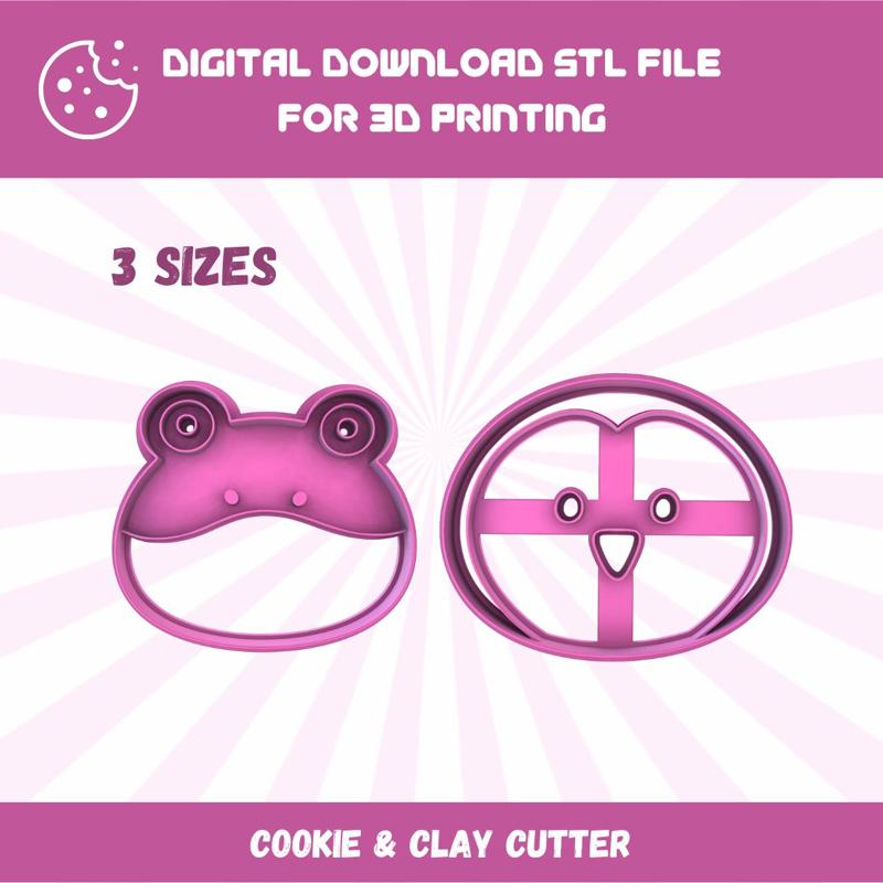 Cutty Clay stl woodland animals cookie cutters, frog and owl, stl file for 3D printing