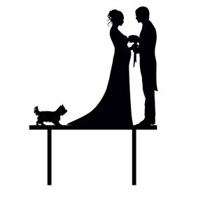 Cake Topper Cake Decoration - Pregnant + Dog Wedding