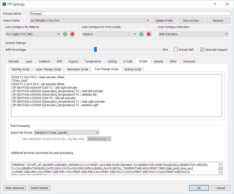 S3D Ultimaker 3 profile