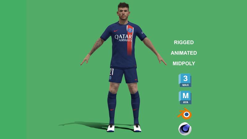 3D Rigged Lucas Hernandez PSG 2024