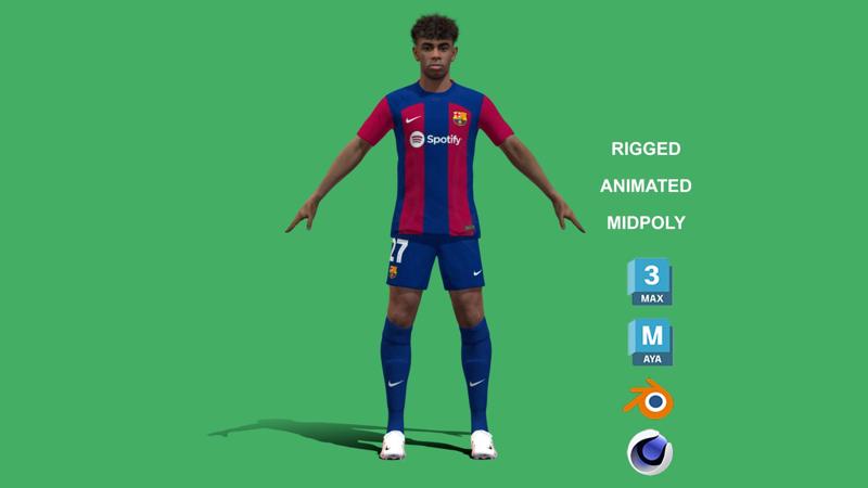 3D Rigged Lamine Yamal Barcelona 2024
