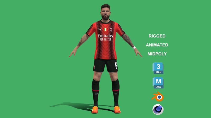 3D Rigged Olivier Giroud AC Milan 2024