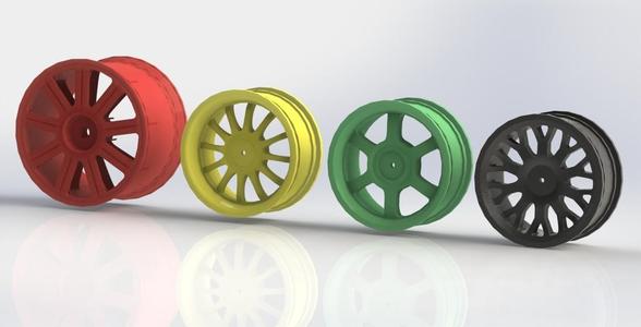 1/10th Scale R/C Wheels for 12mm hex, 4 different models