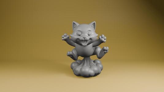 Farting Cat STL File – Funny Cartoon Style 3D Print
