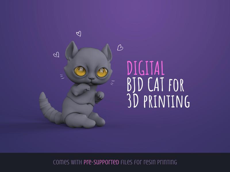 3D Printable BJD Cat 5cm