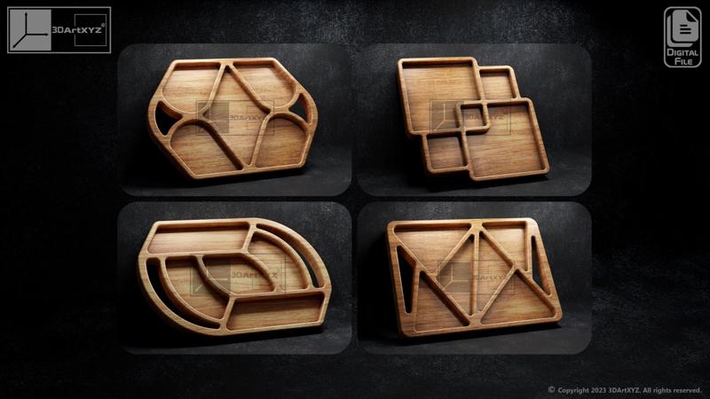 Trays Pack 2 - CNC Files for Wood (svg, dxf, eps, ai, pdf)