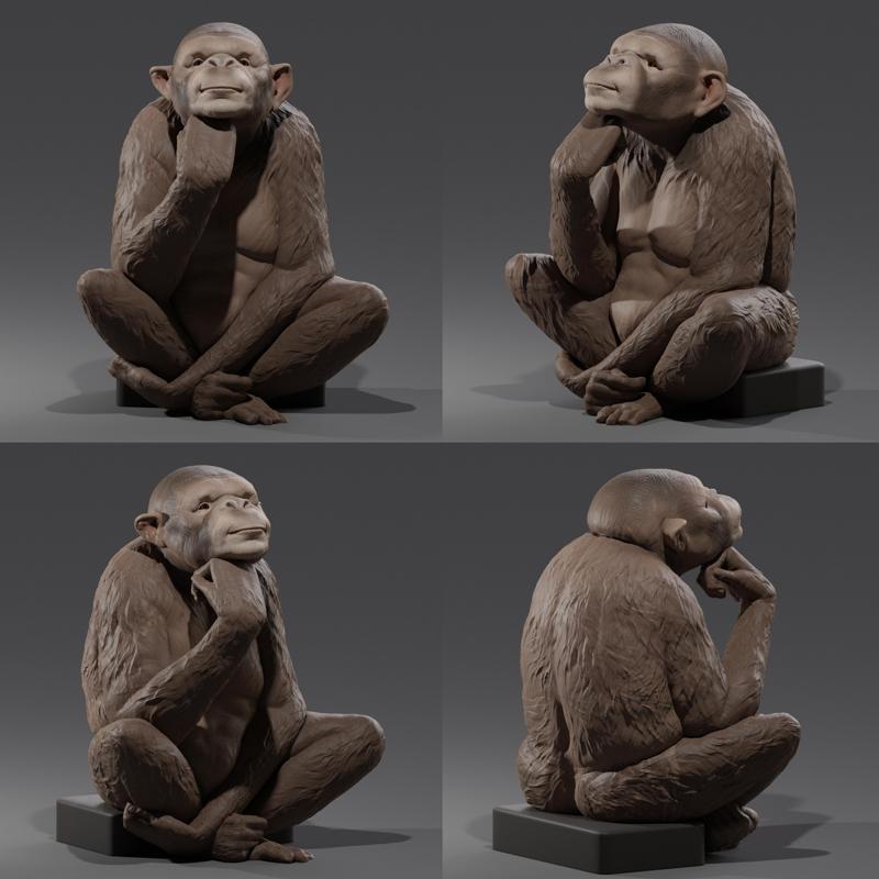 thinking monkey -3d printable files
