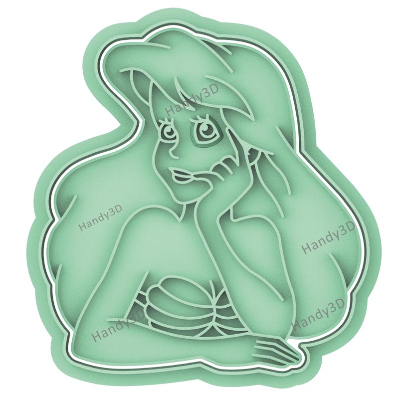 Ariel little mermaid face v3 cookie cutter 9cm