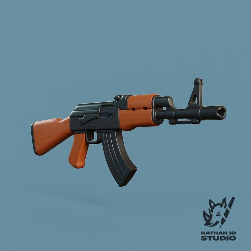 AK-47 Stylized Rifle - 3D Printable Toy Gun Accessory STL Model
