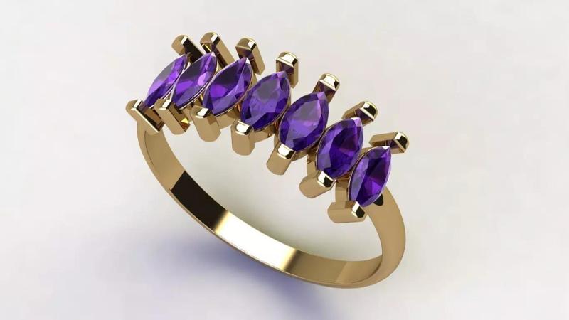 Half-Eternity Ring with Marquise Stones